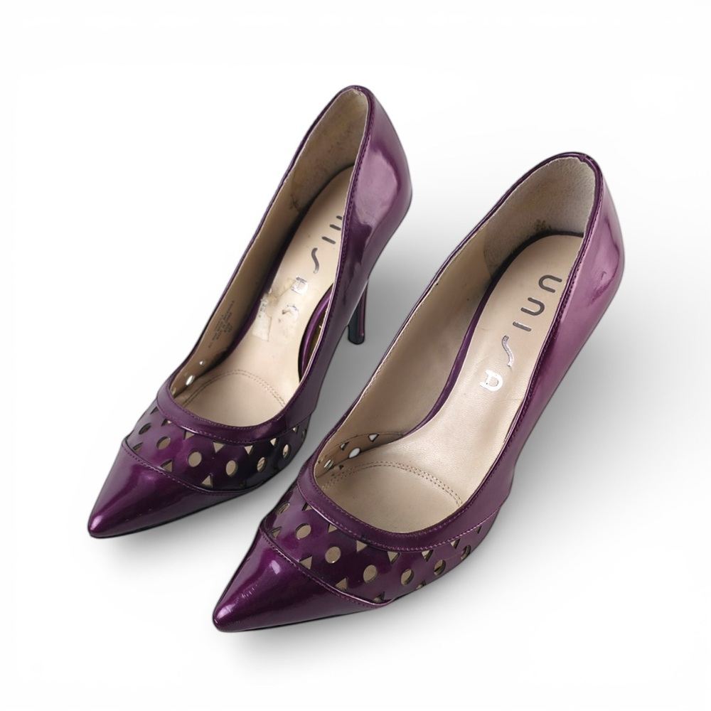Unisa Purple Patent Laser-Cut Pointed Toe Pumps - Size 8.5M - Picture 2 of 5